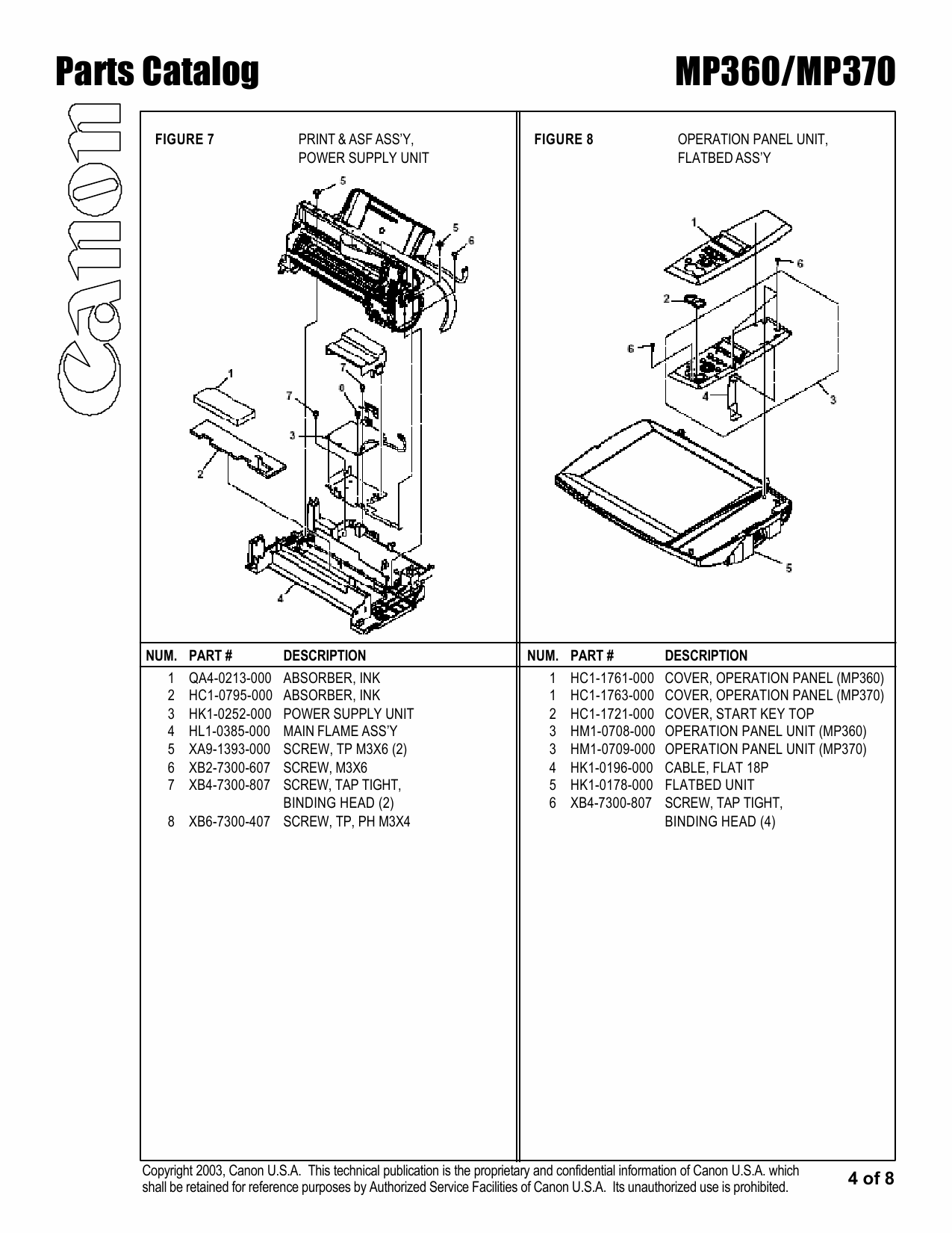 Canon MultiPASS MP-360 MP370 Parts Catalog Manual-4